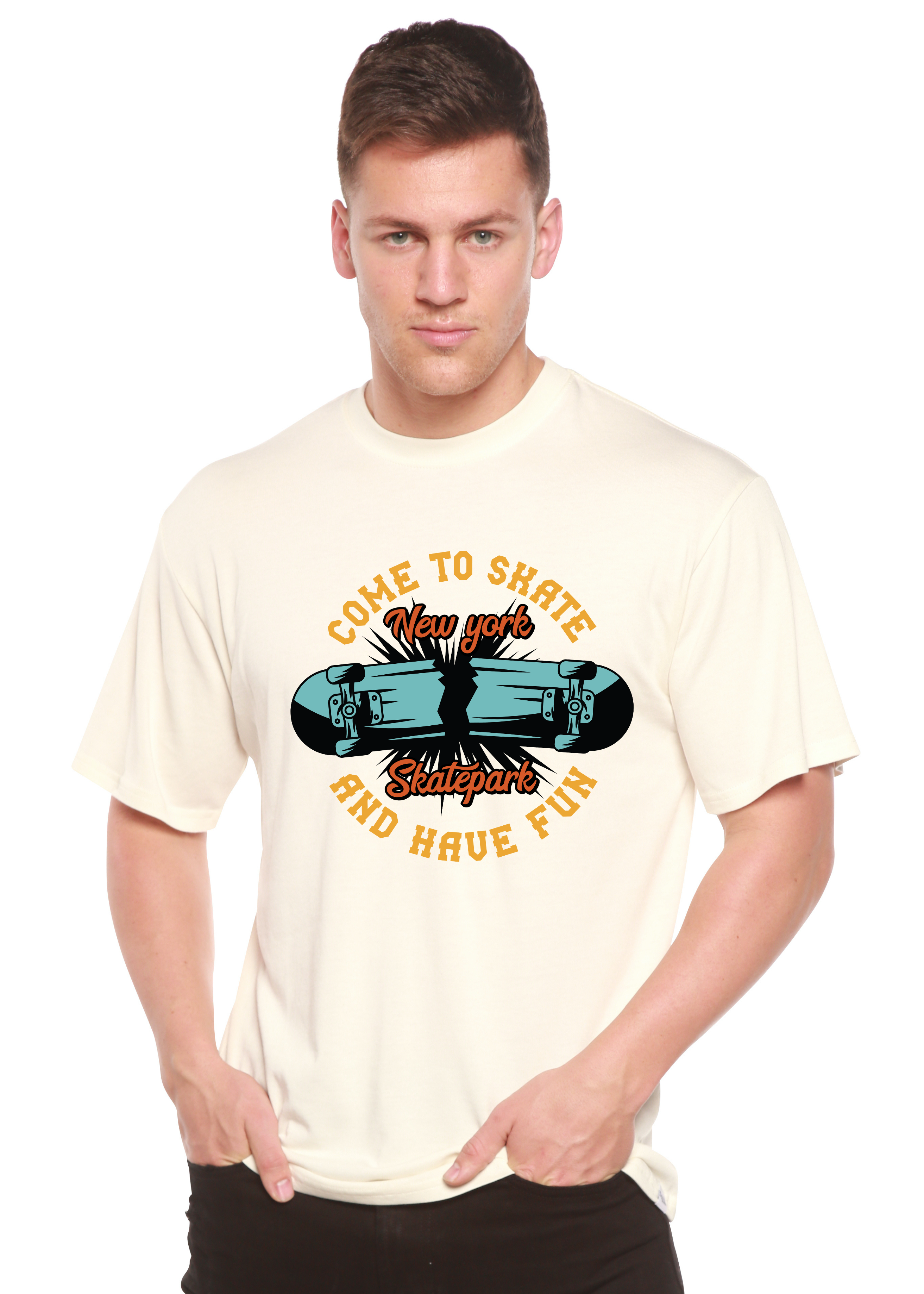 T-shirt graphique à manches courtes en viscose de bambou/coton biologique pour homme - Skatepark de New York