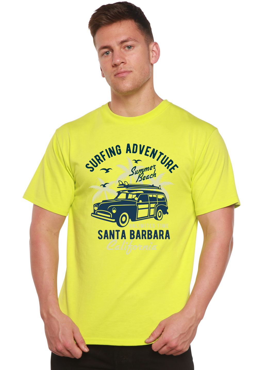 T-shirt graphique à manches courtes pour homme en viscose de bambou/coton biologique Surfing Adventure Spun Bamboo®