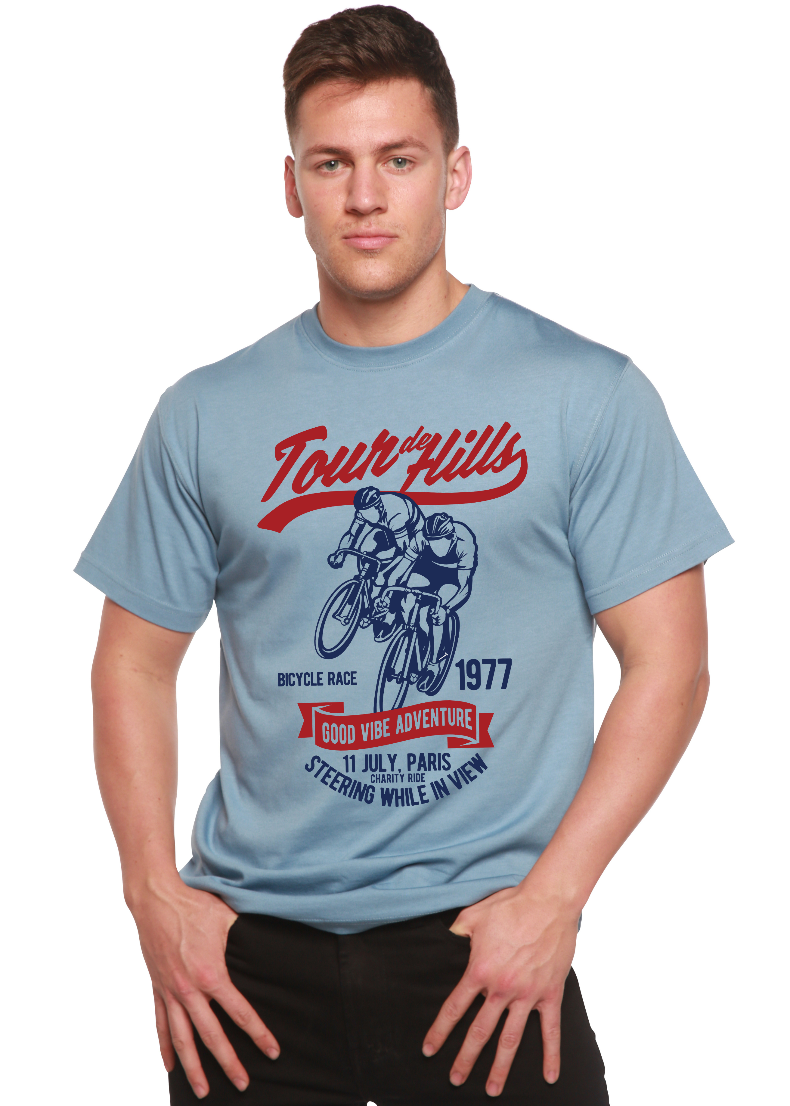 T-shirt graphique à manches courtes en viscose de bambou et coton biologique Tour De Hills Spun Bamboo® pour homme