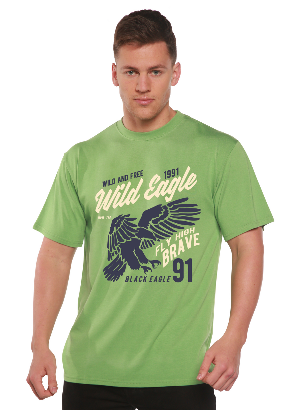 T-shirt graphique Wild Eagle Spun Bamboo® à manches courtes en viscose de bambou/coton biologique pour homme