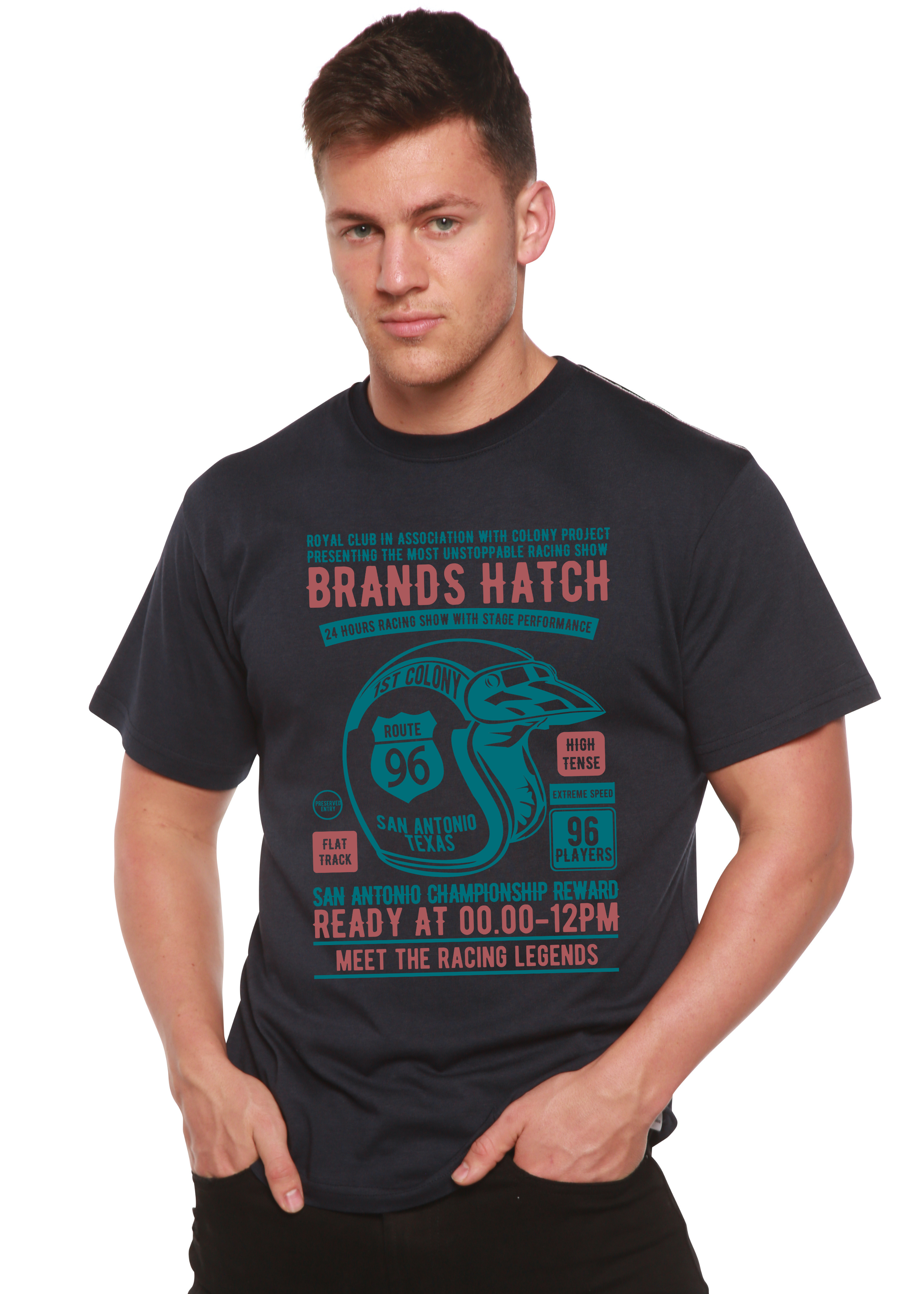 T-shirt graphique à manches courtes pour homme Brands Hatch en viscose de bambou/coton biologique