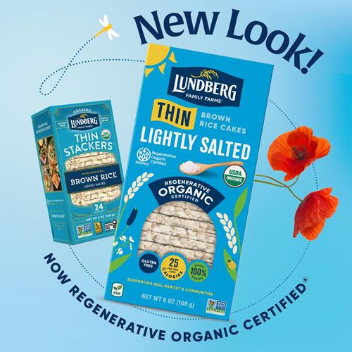 Lundberg Galettes de riz minces biologiques, Riz brun, Légèrement salé, Galettes de riz minces, Sans gluten, Végétalien, Snacks sains, 170 g