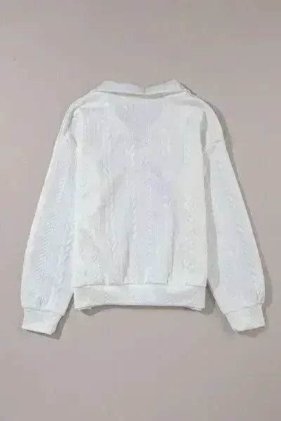 Sweat-shirt à manches longues et quart de zip texturé