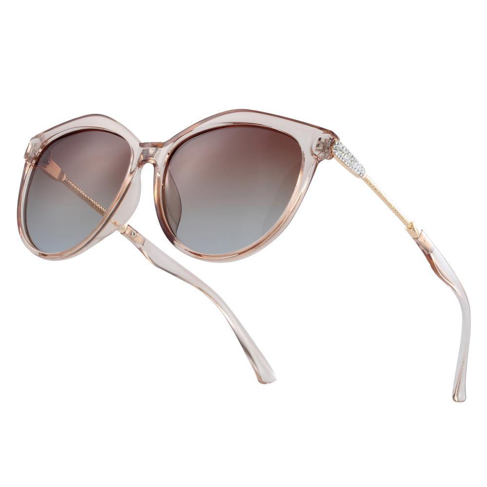 Stevvex - Lunettes de soleil polarisées œil de chat pour femme, verres dégradés ronds, oculos lunette de soleil femme