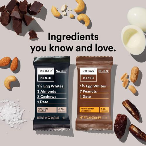 Barres protéinées Rxbar Minis, collation protéinée, barres de collation, assortiment, boîte de 7,3 oz (8 barres)