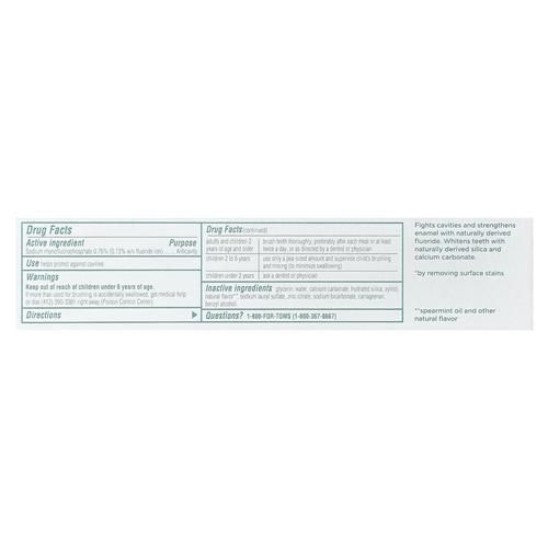Toms Of Maine Dentifrice Naturel Whole Care au Fluorure, Menthe Verte, 113 g. (L'emballage peut varier)