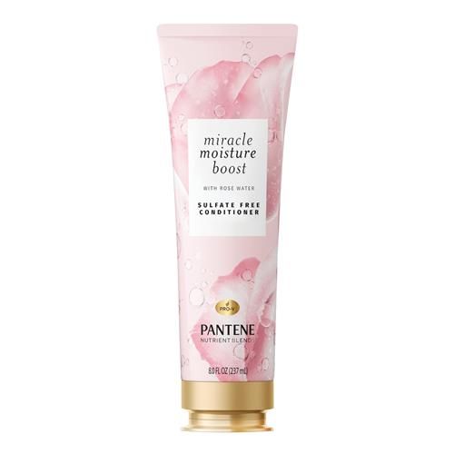 Pantene Nutrient Blends Miracle Moisture Boost – Revitalisant à l'eau de rose, sans sulfates, pour cheveux secs, 237 ml