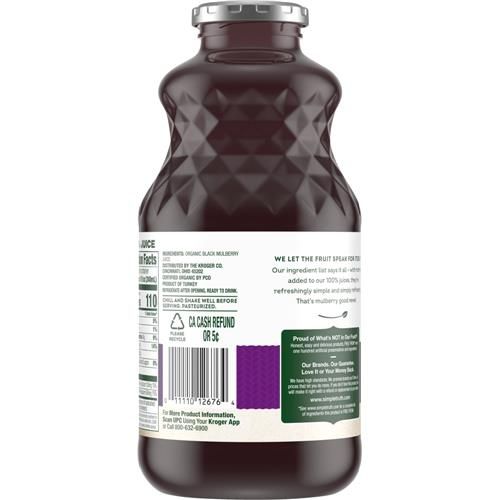 Jus de mûres noires 100 % biologique Simple Truth, sans sucre ajouté, 946 ml