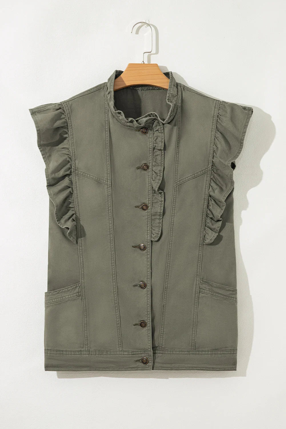 Gilet veste en jean uni Green Bay Ruffle