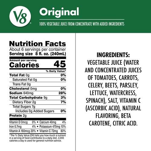 Jus 100% légumes V8 Original, bouteille de 1,36 litre