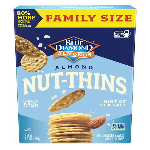 Blue Diamond Almonds Nut-Thins Craquelins sans gluten, Une touche de sel marin, Format familial, Sel marin, 198g