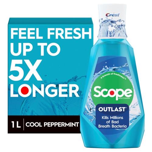 Crest Scope Outlast Bain de bouche, menthe poivrée longue durée, 1 L (Sg_B019fgcow6_Us)