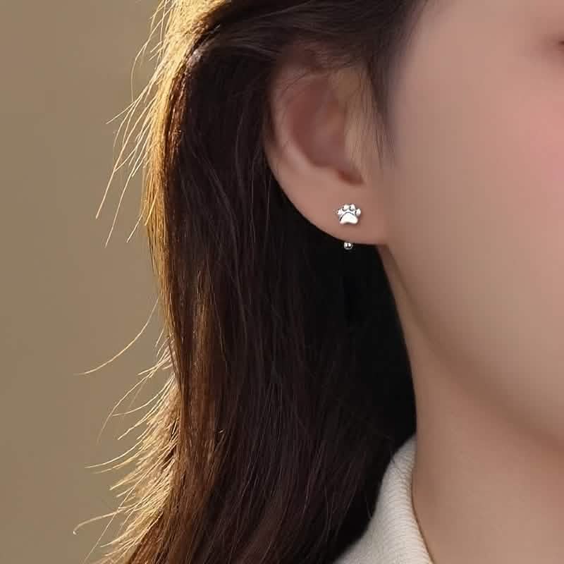 Boucles d'oreilles en argent sterling Patte de chat – Clous à vis, élégantes et simples