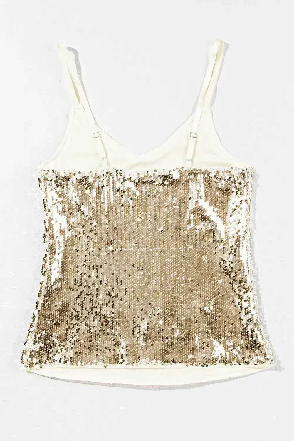 Débardeur noir à sequins, bretelles spaghetti réglables