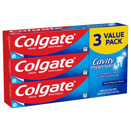 Colgate Dentifrice protection anti-caries au fluor, 170 g, paquet de 3
