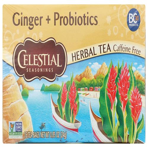 Tisane Celestial Seasonings Gingembre & Probiotiques, 16 sachets