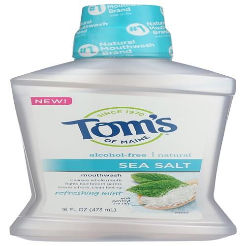 Toms Of Maine, Bain de bouche naturel sans alcool au sel de mer - Menthe rafraîchissante, 473 ml