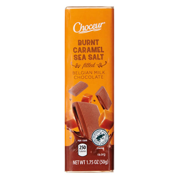 Tablette de chocolat au lait, caramel brûlé et sel de mer Choceur, 49 g