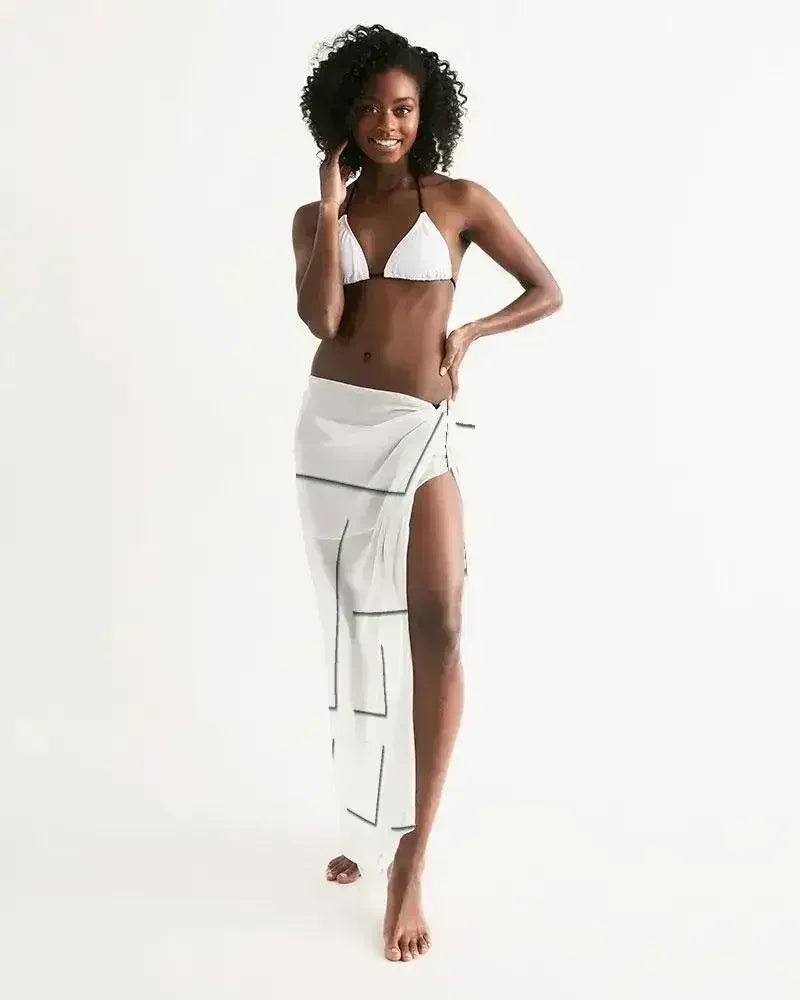 Paréo transparent cache-maillot / Géométrique blanc et gris
