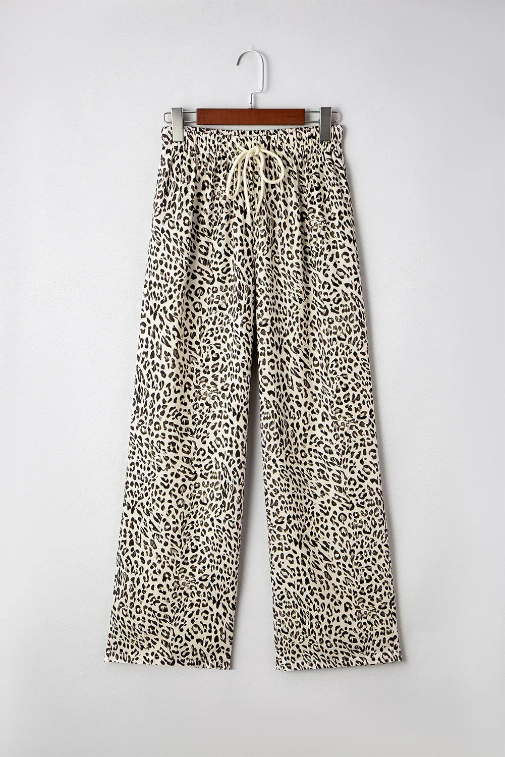 Pantalon ample à cordon imprimé léopard marron