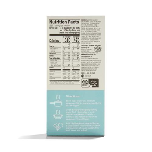 Whole Foods Market, Macaroni et Fromage Blanc Cheddar Coquilles Biologique, 170 Grammes