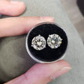 Clous d'oreilles 5 carats diamant taille ronde VVS1 fermoir poussette Or blanc 14K
