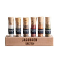 Jacobsen Salt Co - Ensemble de 6 fioles de « sels de mer infusés » avec support en bois