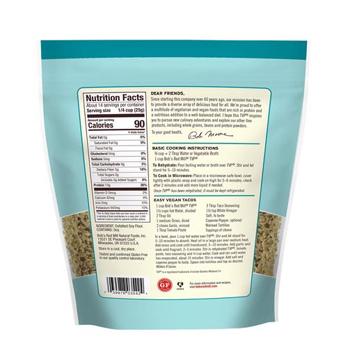 Protéines végétales texturées (PVT) Bob's Red Mill - 340 g (lot de 1), Sans gluten, Vegan, Fabriqué aux États-Unis, Sans arôme