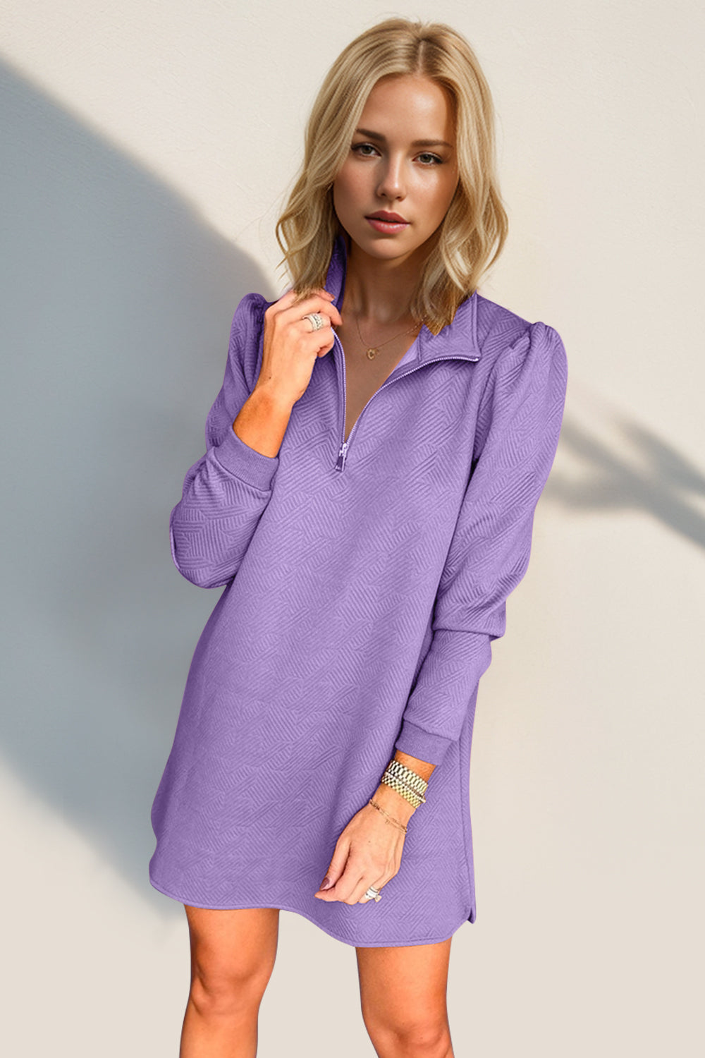 Robe longue zippée texturée Double Take Robe zippée classique pour femme Robe d'extérieur confortable
