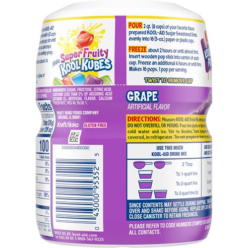Mélange pour boisson rafraîchissante en poudre Kool-Aid au sucre, saveur raisin, en boîte de 538 g