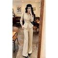 Ensemble Manteau Beige Ceintré et Pantalon Large