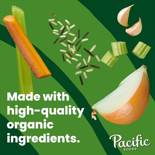 Soupe de poulet et riz sauvage légèrement salée biologique de Pacific Foods, boîte de 462 g