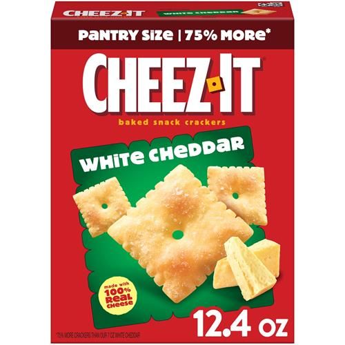 Craquelins au fromage Cheez-It, craquelins-collation cuits au four, collations pour le déjeuner, cheddar blanc, boîte de 351 g (1 boîte)