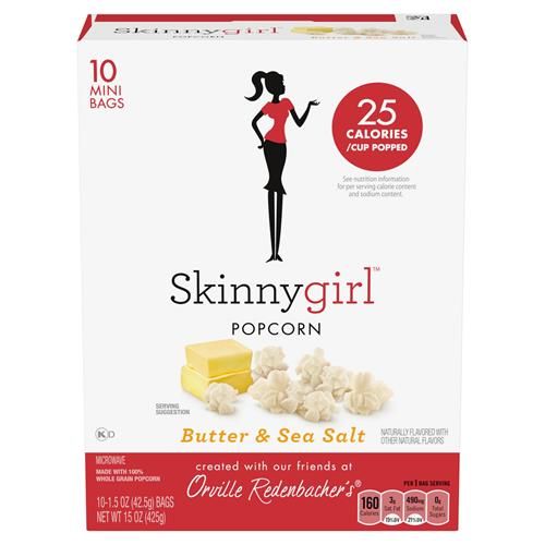 Mini-sacs de maïs soufflé à micro-ondes Orville Redenbacher's Skinnygirl, saveur beurre et sel de mer, 1,5 oz, paquet de 10