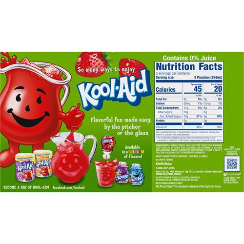 Boisson aromatisée aux fraises et kiwis Kool-Aid Jammers, boîte de 10 unités, sachets de 177 ml