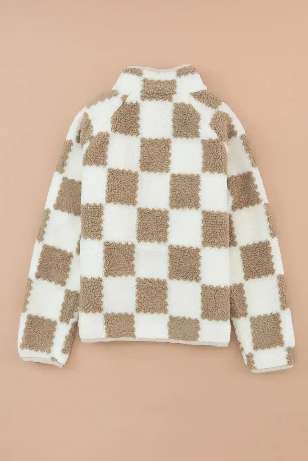 Veste à carreaux Sherpa - Boutons-pression marron à carreaux - Doublure polaire confortable