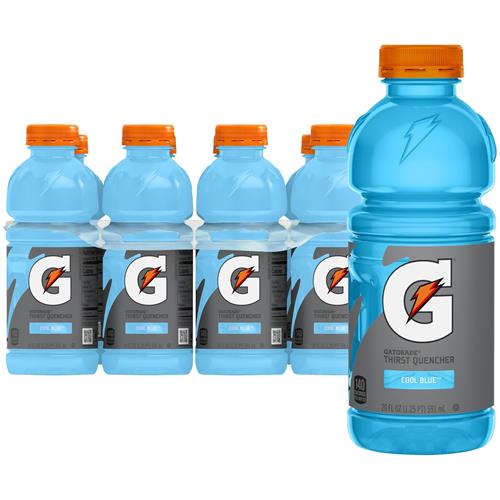 Boisson énergisante Gatorade Thirst Quencher, Cool Blue, Bouteilles de 591 ml, Paquet de 8, Électrolytes pour la réhydratation