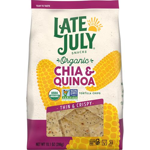 Late July Snacks Chips de tortilla biologiques minces et croustillants avec chia et quinoa, sac de 286 g