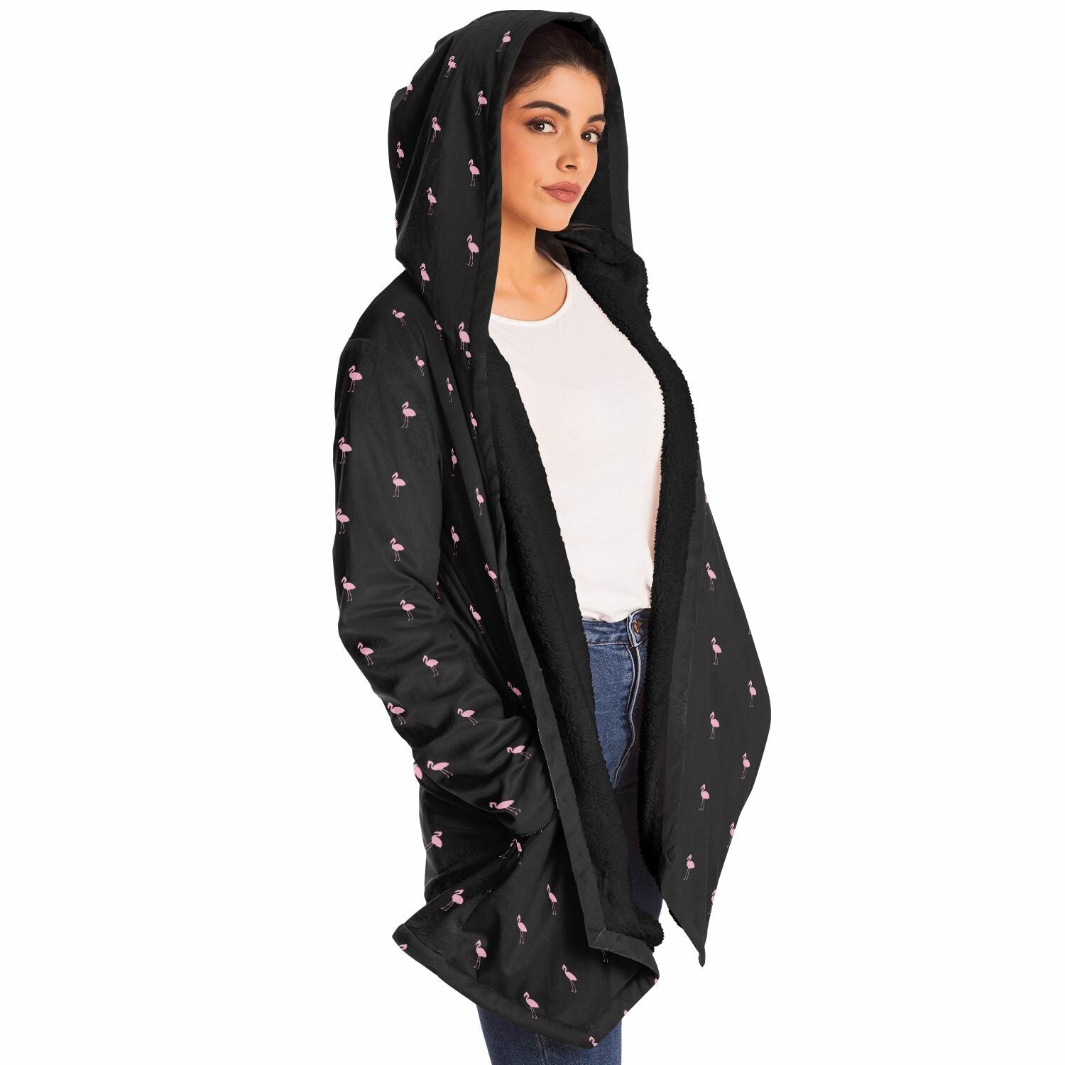 Sweat à capuche cape Flamingo Classique Noir