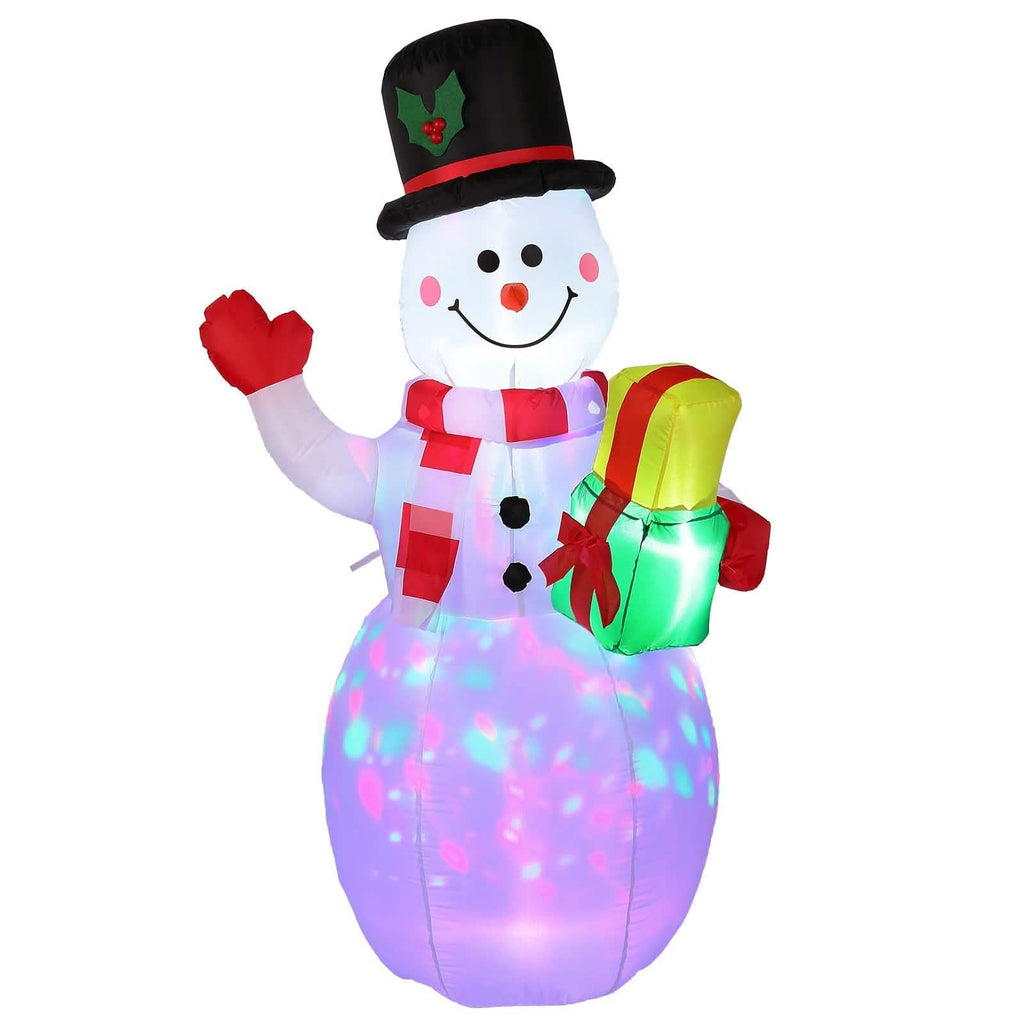 Décoration extérieure gonflable bonhomme de neige 1,5 m avec lumières LED rotatives