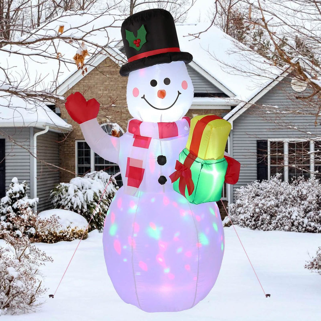 Décoration extérieure gonflable bonhomme de neige 1,5 m avec lumières LED rotatives