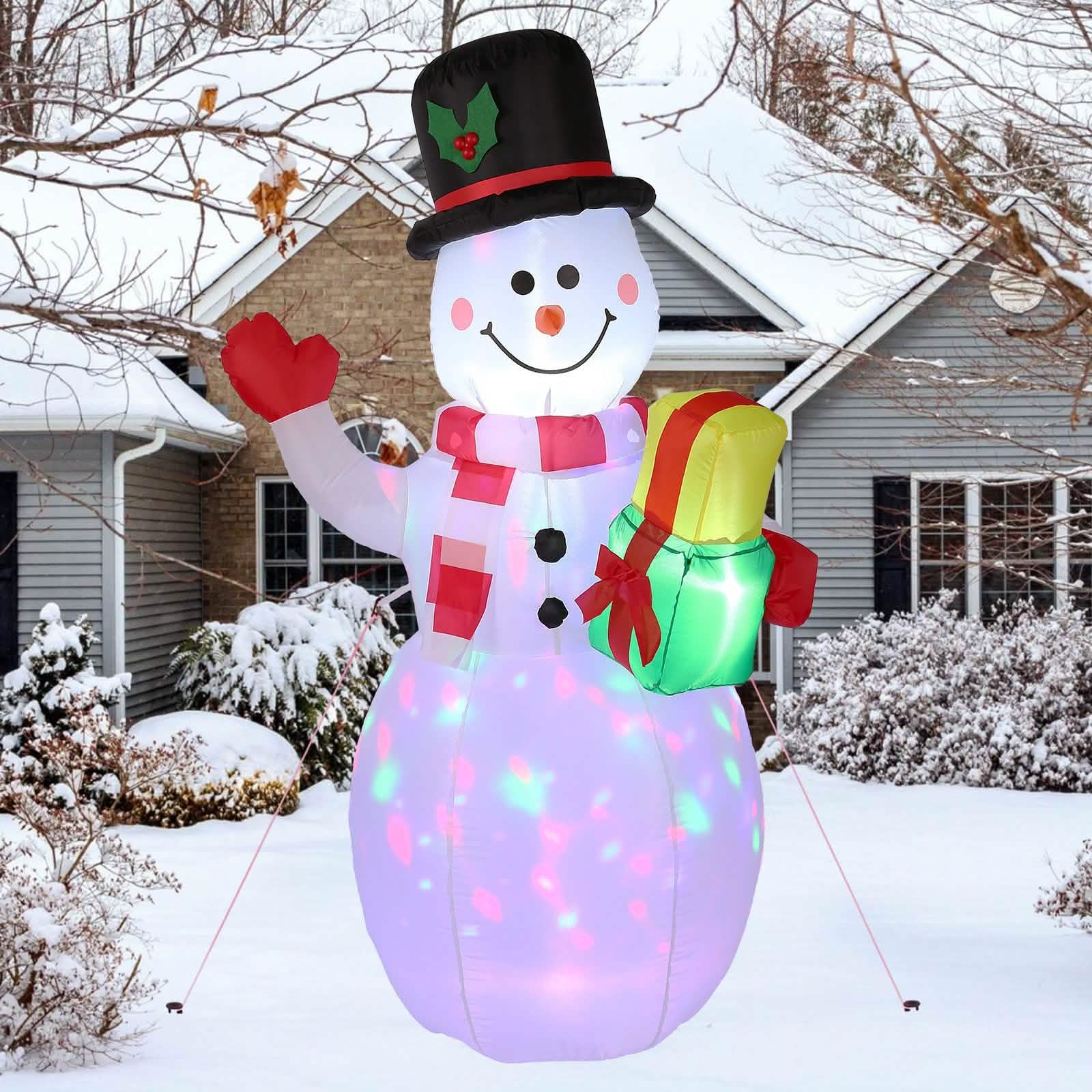Décoration extérieure gonflable bonhomme de neige 1,5 m avec lumières LED rotatives
