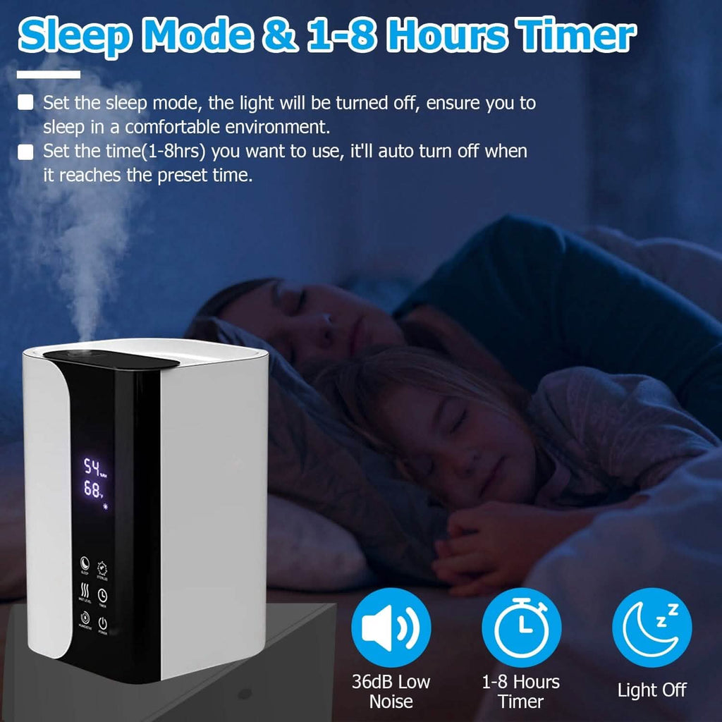 Humidificateur 5 L à remplissage par le haut, brume fraîche, avec diffuseur d'huiles essentielles et filtre
