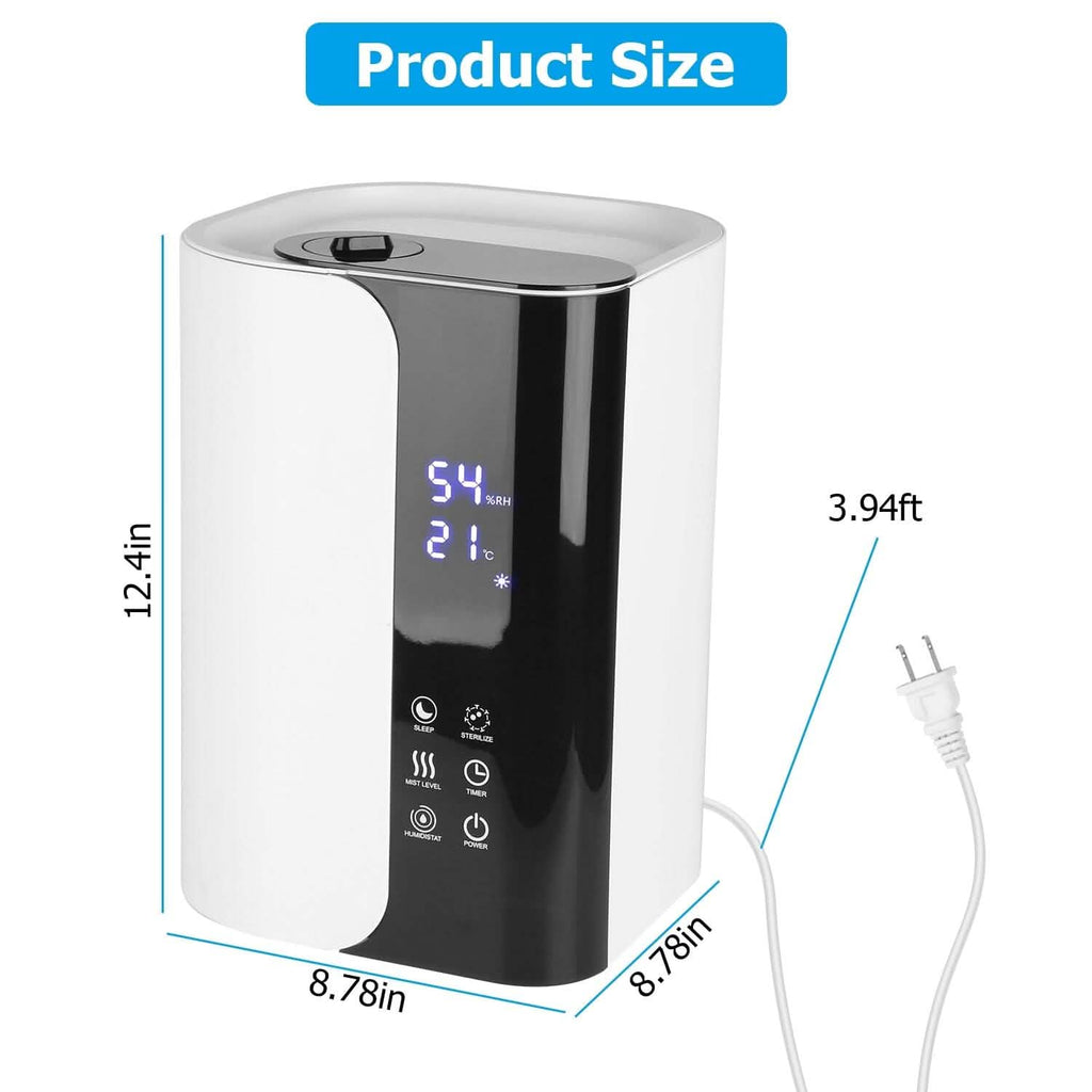Humidificateur 5 L à remplissage par le haut, brume fraîche, avec diffuseur d'huiles essentielles et filtre