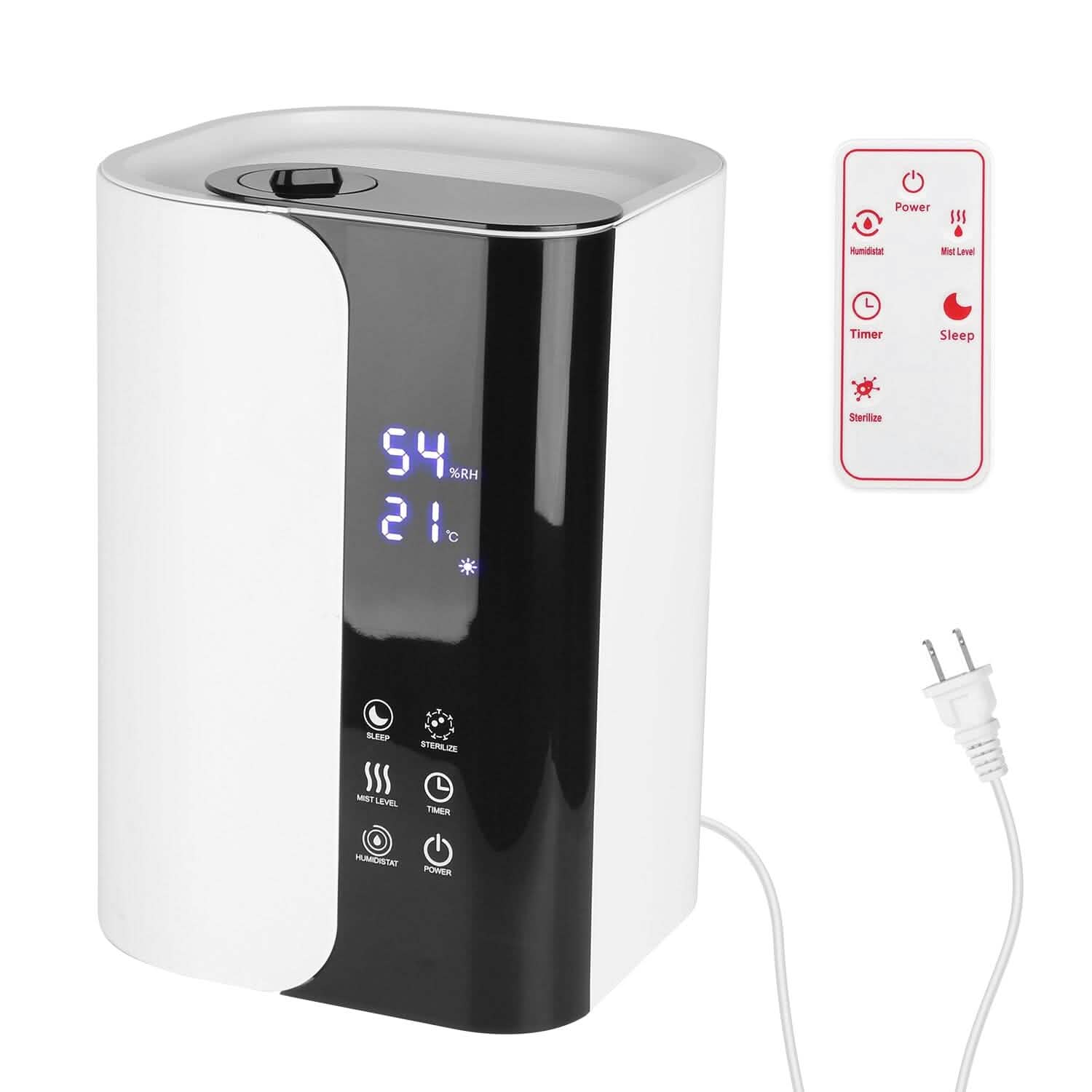 Humidificateur 5 L à remplissage par le haut, brume fraîche, avec diffuseur d'huiles essentielles et filtre