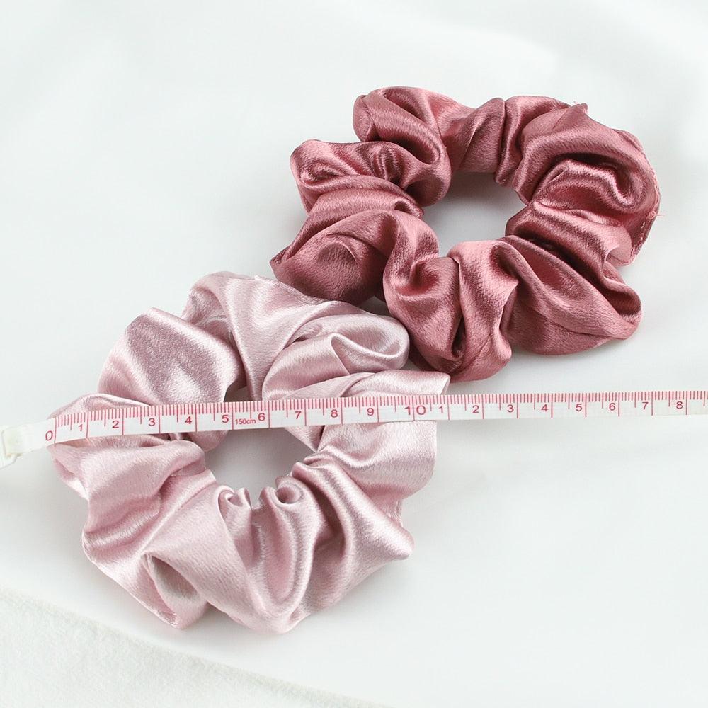 Lot de 5 chouchous en soie satinée à la mode, grand élastique en caoutchouc, bande de cheveux pour femmes, accessoires de support de queue de cheval pour femmes et filles