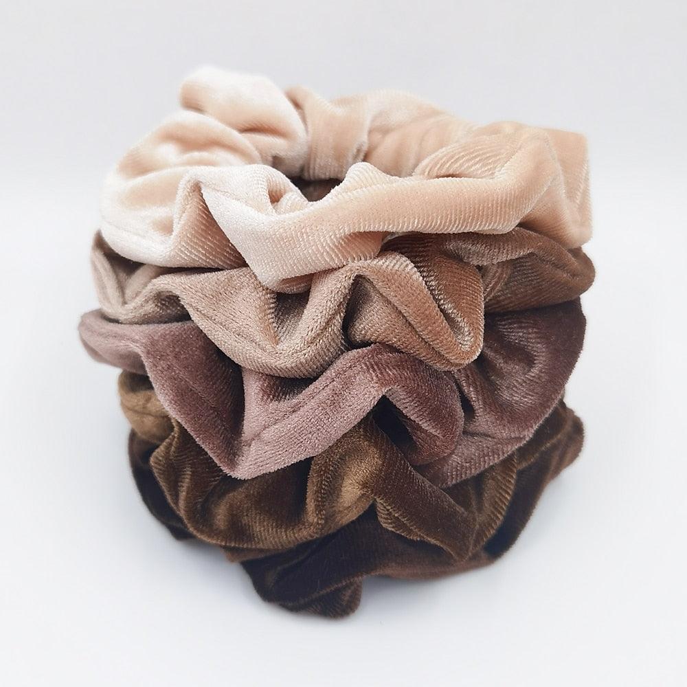 Lot de 5 Chouchous en Velours Élastiques pour Cheveux, Doux et Solides, Accessoires de Coiffure pour Femmes et Filles, Support de Queue de Cheval