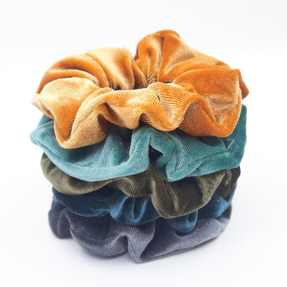 Lot de 5 Chouchous en Velours Élastiques pour Cheveux, Doux et Solides, Accessoires de Coiffure pour Femmes et Filles, Support de Queue de Cheval