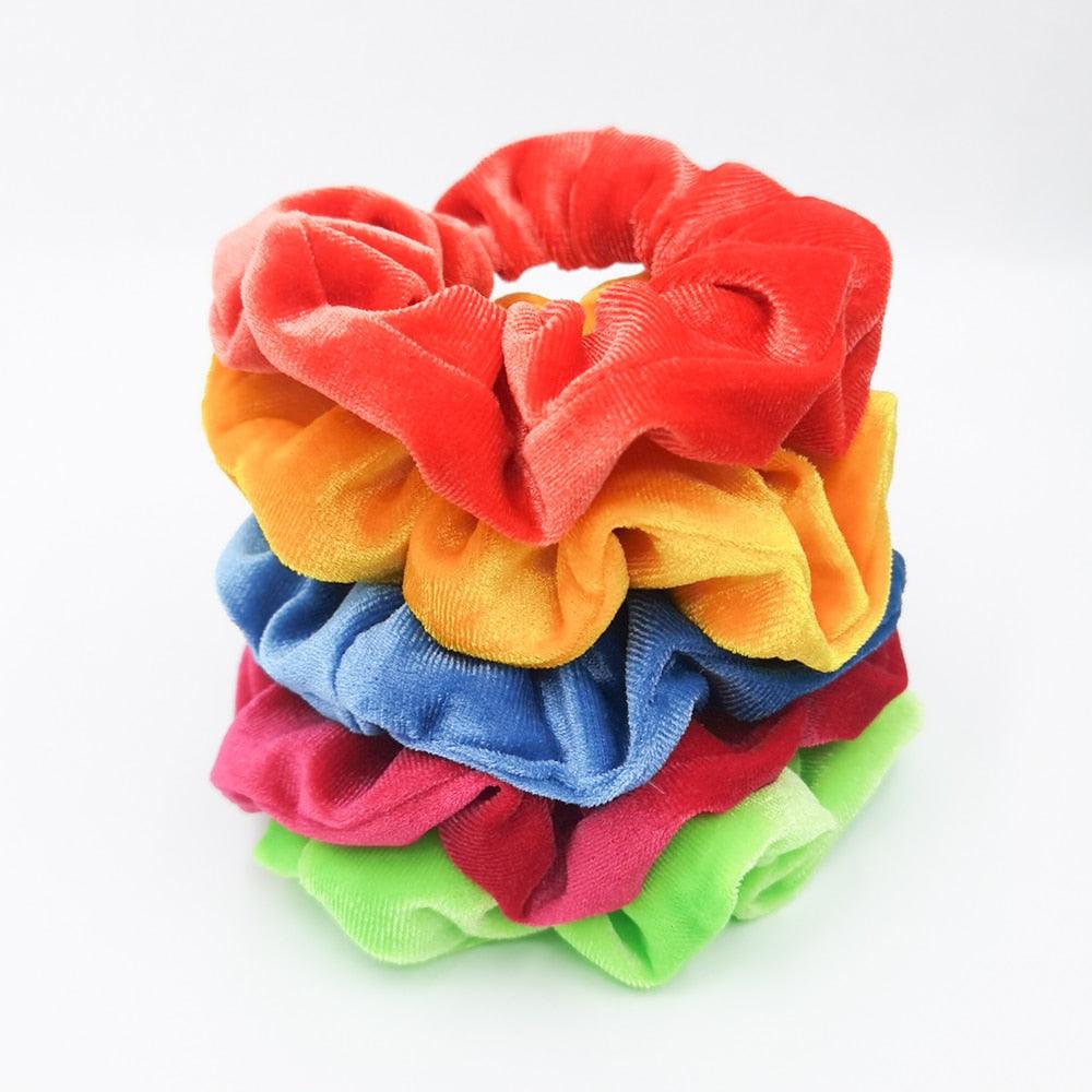 Lot de 5 Chouchous en Velours Élastiques pour Cheveux, Doux et Solides, Accessoires de Coiffure pour Femmes et Filles, Support de Queue de Cheval