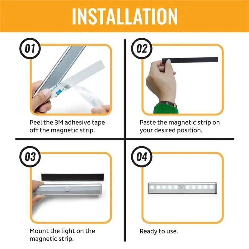 6/10 LEDs PIR LED Capteur de Mouvement Lumière Armoire Penderie Lit Lampe LED Sous Meuble Veilleuse Pour Placard Escaliers Cuisine